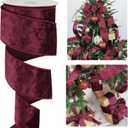 HUIHUANG Burgundy Velvet Ribbon Wired 2-1/2 inch, Christmas Velvet Ribbon for X-mas Tree, Large Bows, Wreaths, Gift Wrapping, Garland, Home Decor, Crafts-Continuous 10 Yards/Roll
