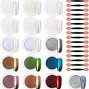 Artdone 16 Colors Chrome Nail Powder, Iridescent Aurora Chameleon Powder Metallic Mirror Effect Pigment Pearlescent Mermaid Pigment Pearl Glitter Dust Kit, Nail Art Decoration, Resin Craft