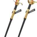 2pcs Toy Sword,27" Fencing Sword Toys,Plastic Musketeer Sword and Sheath for Kids Role-Play Props,Halloween Cosplay (Gold Style 1)