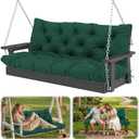 Waterproof Porch Swing Cushion Replacement, Thick 2–3 Seat Swing Seat Cushion with Backrest & Ties, Outdoor Bench Cushion for Patio Garden Porch Furniture (Dark Green, 60 x 40in)