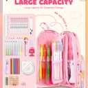 Cute Pencil Case,Unique Aesthetic 3D Schoolbag-Shaped Pencil Pouch for Girls Boys Kids Women,Big Capacity Pen and Pencil Stationery Organizer Bag with Zippers for School Office (Pink Rainbow)