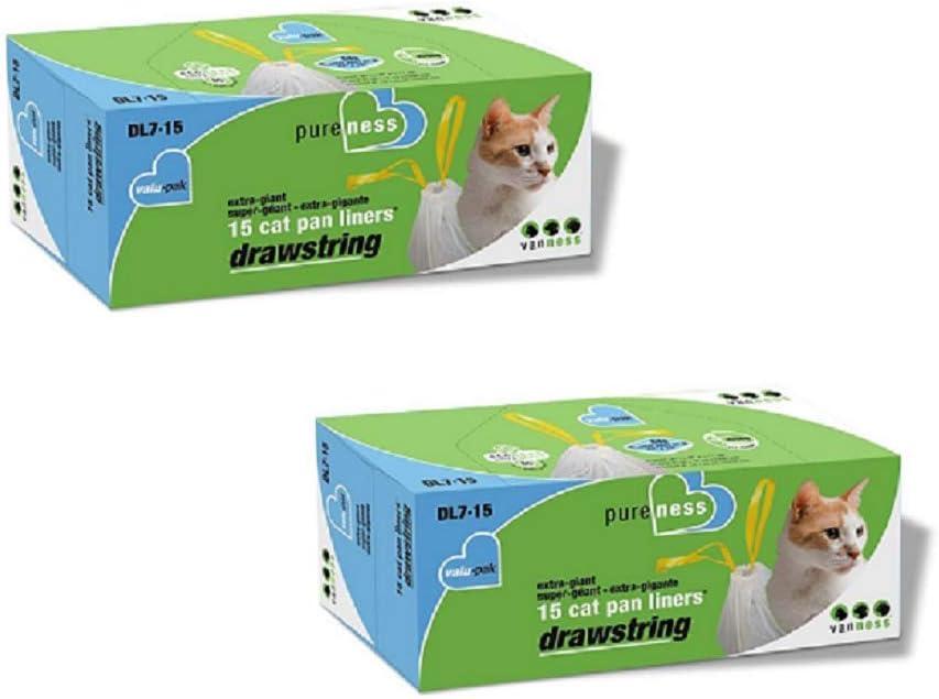 Pure-Ness Drawstring Cat Pan Liners,Pack of 2 (15-Count X 2)