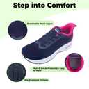 PERSOUL Wide Toe Box Shoes Women Arch Support Walking Sneakers Comfoty Orthotic Tennis Running Shoes for Plantar Fasciitis Bunions GreyPink US 10