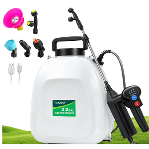 Battery Powered Sprayer 3.2 Gallon, Backpack Sprayer with 3 Adjustable Forces, Battery Indicator, 5 Mist Nozzles, 41" Retractable Wand, USB Rechargeable Garden Sprayer for Weed Lawn Yard