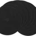 SHACOS Round Braided Placemats Set of 8 Washable Cotton Polyester Woven Round Table Mats for Dining Tables 15 inch (Black, 8)