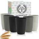 Wheat Straw Cups 6 PCS Plastic Cups Reusable Unbreakable Drinking Cup Dishwasher Safe Water Glasses with Unique Pattern(16 OZ,Black Grey): Tumblers & Water Glasses