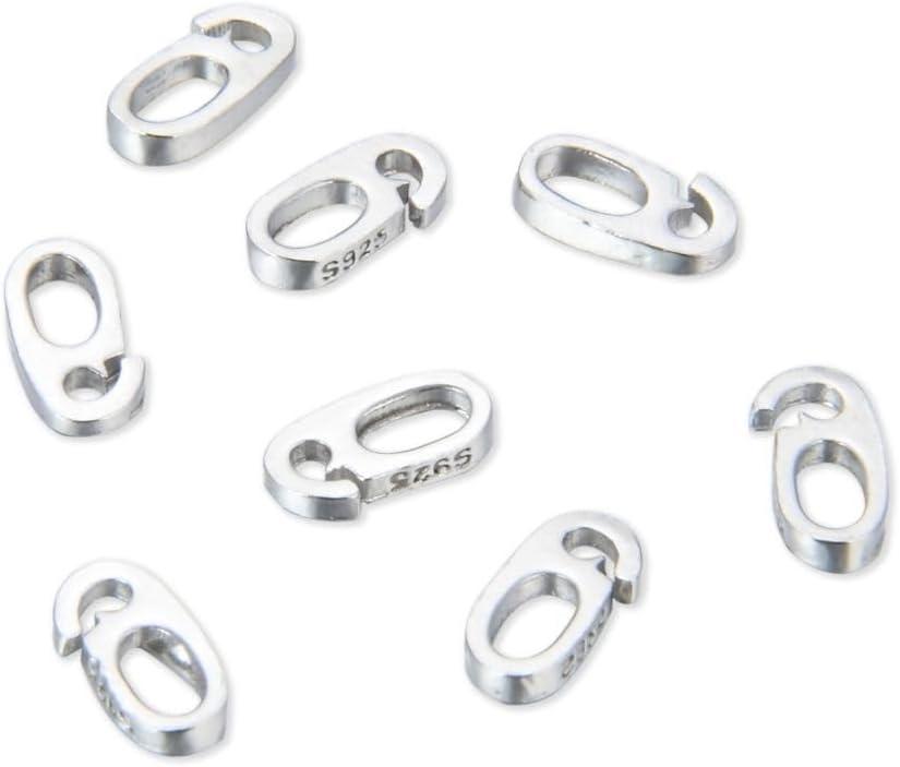 10pcs Adabele Authentic 925 Sterling Silver Pendant Clasp Split Hidden Loop Bail Clip 7.6mm (0.3 Inch) Small Tiny Strong Tarnish Resistant for DIY Craft Jewelry Making SS231-3 (White Gold/Rhodium Plated Sterling Silver)