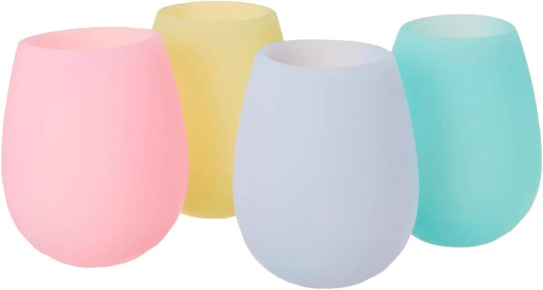 Shark Skinz Set of 4 Pastel Silicone Drinkware, 4 Count (Pack of 1), Multicolor
