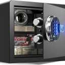 Grimtron Smart Biometric Safe - (0.80 cu. ft.) Fingerprint Lock Box with Silent Mode, Backlit Keypad and LED Light, Small Caja Fuerte with Anti-Rust and Anti-Theft