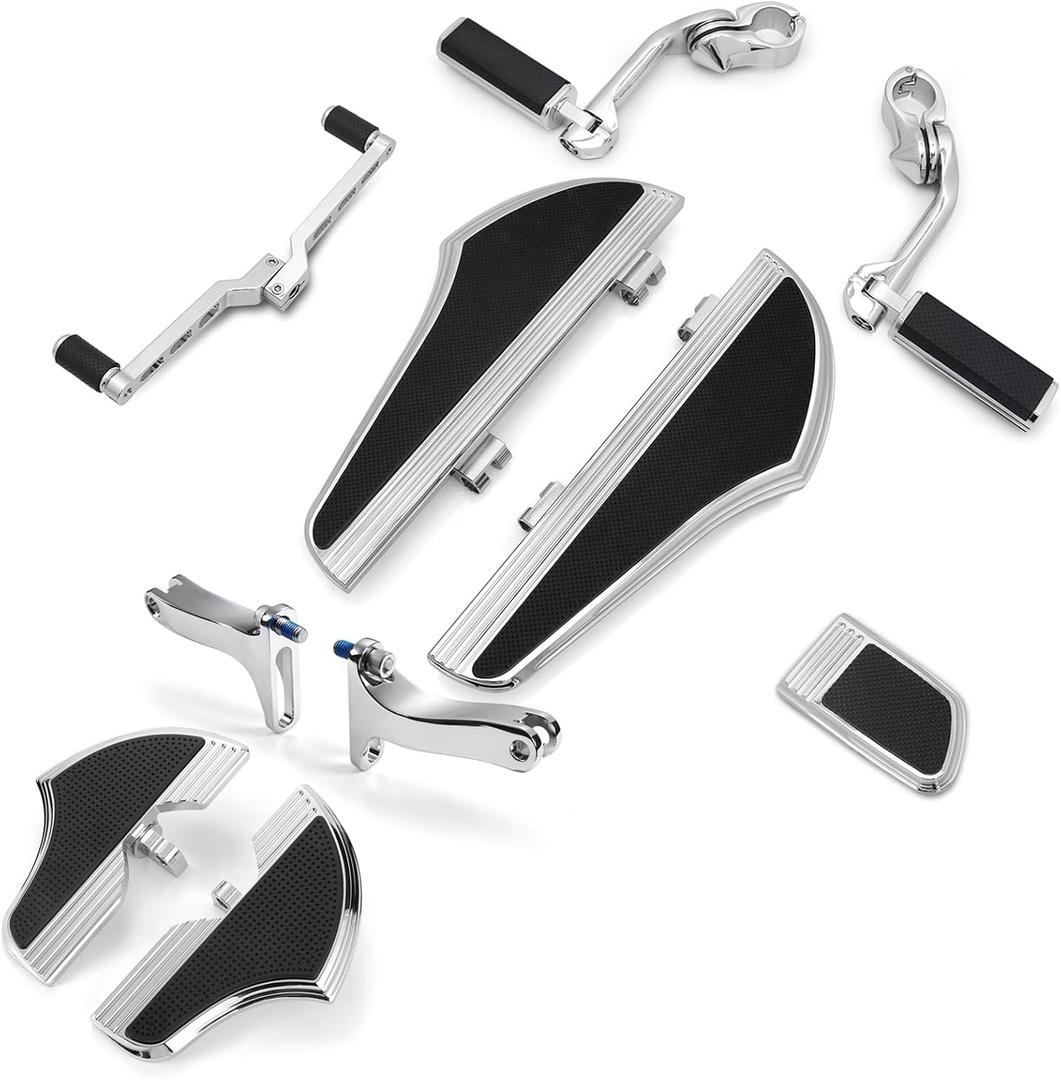 For Harley Davidson Floorboards Touring Street Road Glide Passenger Defiance Floorboards Motorcycle Footboards (Chromed, comb sets with highway pegs)