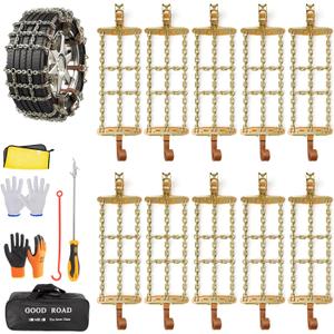 AutoChoice Emergency Snow Chains, Tire Chains with Thickened Manganese Steel for Car Truck SUV in Ice, Sand and Mud(8 Packs, Tire Width 235-285mm)
