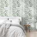 Safiyya Peel and Stick Wallpaper Dark Green Leaf Contact Paper 197" x 17.3" Modern Wall Paper Self Adhesive Removable Wallpaper for Bedroom Bathroom Vinyl Rolls