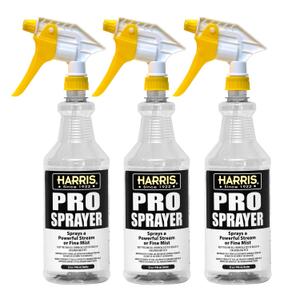 HARRIS Professional Spray Bottle 32oz (3-Pack), All-Purpose for Cleaning and Plants with Clear Finish, Pressurized Sprayer, Adjustable Nozzle and Measurements