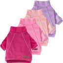 4 Pack Fleece Dog Sweater Clothes for Small Dogs Girls Boys Pullover Turtleneck Dog Sweatshirt Coat Winter Soft and Warm Pet Puppy Sweater Clothes for Cold Weather Spring Autumn Christmas (Pink+Rose+Light Pink+Purple)