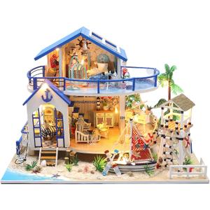 Miniature House Kit, Dollhouse Kit, Miniature Kit, DIY Mini House Building Kit for Adult, Beach House