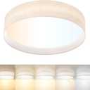 Hamilyeah 18 inch LED Ceiling Light Flush Mount Light Fixture 36W, Modern Kitchen Lighting Fixture Ceiling Mount with Fabric Shade, Dimmable Ceiling Lighting Fixture 5CCT for Bedroom, Bathroom