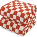 Jacquotha Ultra Soft Bath Towels 2 Pack - 520 GSM Cotton Highly Absorbent Checkered Towels Set for Bathroom Shower Pool Travel 55" x 28"(Coral)