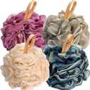 Fishent Loofah Bath Sponge Shower Loofahs, 4 Pack 50g Soft Loofa Exfoliating Body Scrubber Mesh Shower Puff Pouf Ball Luffa for Men and Women(50g/pcs)