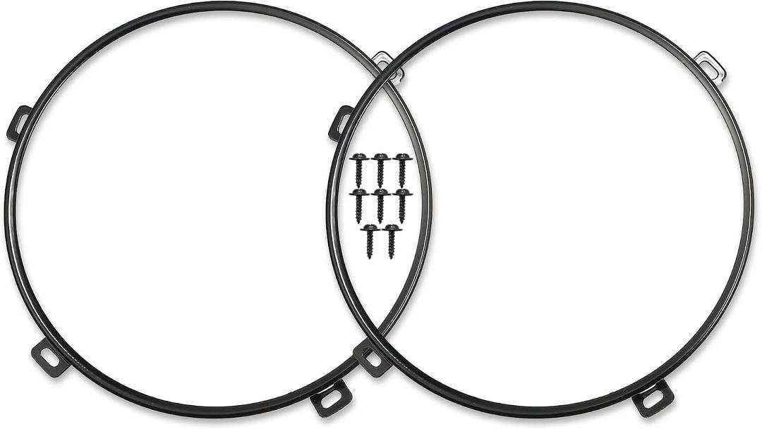 X AUTOHAUX 1 Pair 7 Inch Round Headlight Mounting Bracket Ring Headlamp Bracket Bezels Cover Retaining Replacement for Jeep TJ Wrangler 1997-2006