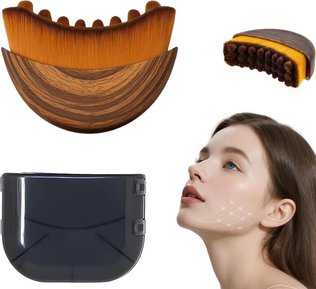 Lymphatic Contour Face Brush,Dry Lymphatic Contour Face Brush Soft Set,Lymphatic Drainage Massager for Face,Chin & Neck Relaxation,Portable Beauty Tool with Travel Case. Style B