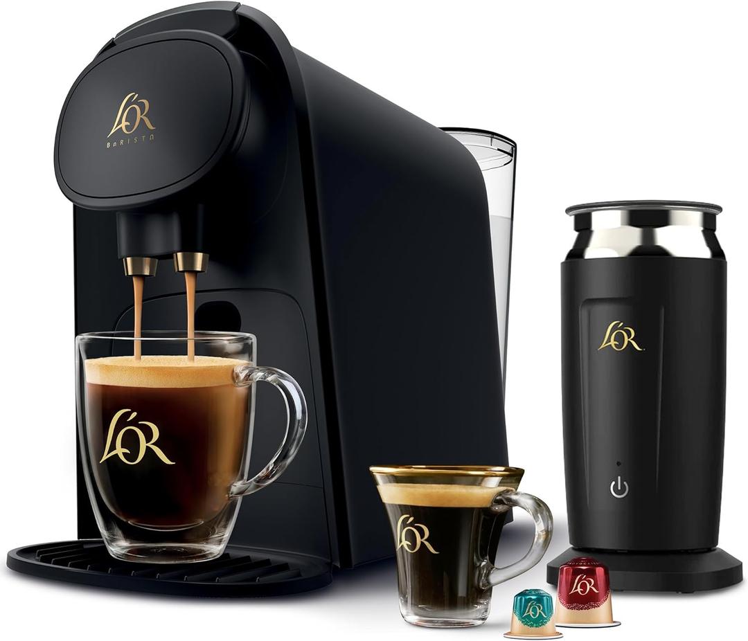 L'OR Barista System Coffee and Espresso Machine Combo with Frothe Matte Black