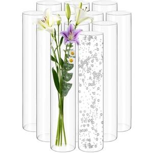 12Pack Glass Cylinder Vases for Centerpieces - 16 Inch Tall Flower Vase for Wedding Decorations, Floating Candle Holder Vase Bulk,Glass Hurricane Candle Holders for Table Shelf, Party, Home Decor