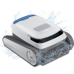 VOXIV Cordless Robotic Pool Vacuum, Pool Cleaner with Track Drive & Smart Navigation, Wall & Waterline Climbing, 120min Runtime, for Inground & Above-Ground Pools up to 1600 Sq. Ft.