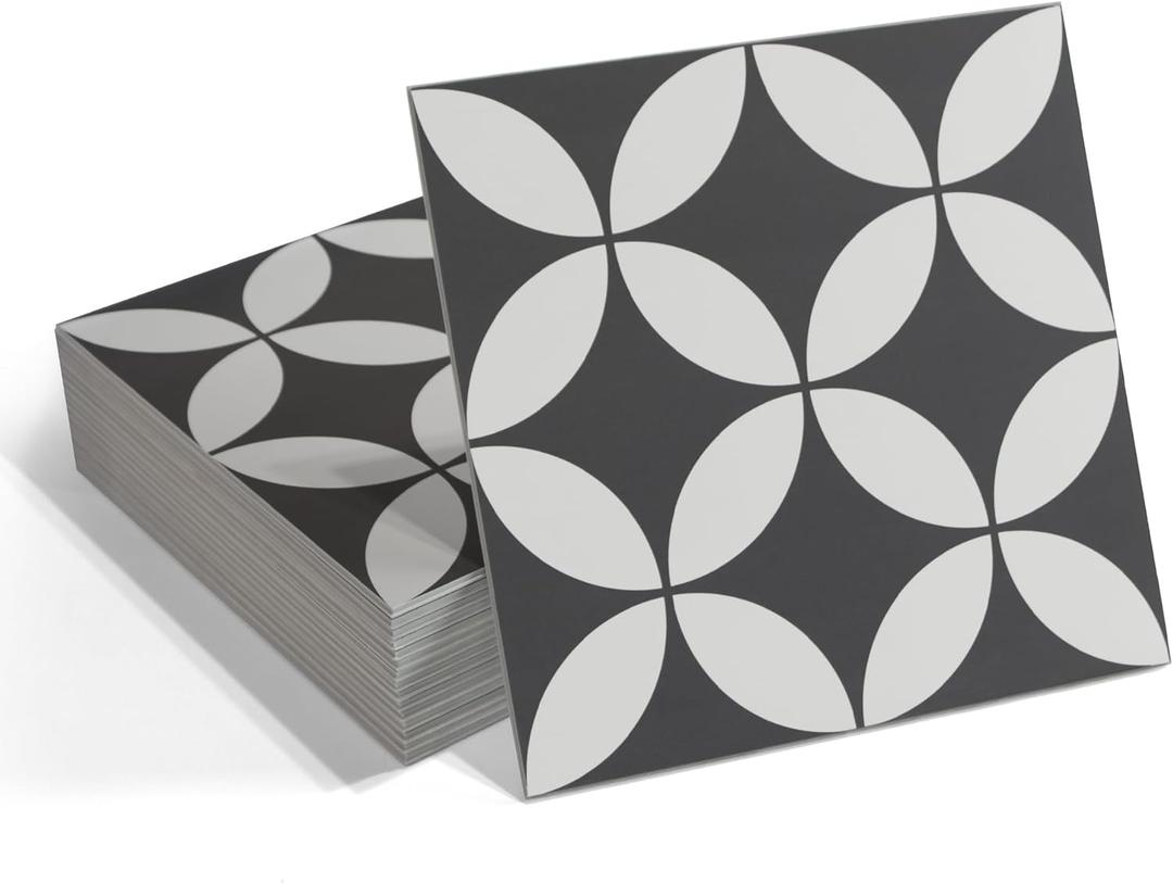 16-Sheet Peel and Stick Floor and Wall Tile for Bathroom Kitchen Shower, Gray Coin Stone Composite Self-Adhesive Vinyl Flooring, Patterned Groutable Backsplash Tile, Cover 9.12 Sq Ft.