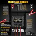 3 Bank Marine Battery Charger, 12V 30A (10A/Bank) Smart Waterproof Onboard Boat Battery Charger, Battery Maintainer & Desulfator for SLA/AGM/Lithium (LiFePO4), Calcium and Deep-Cycle Batteries