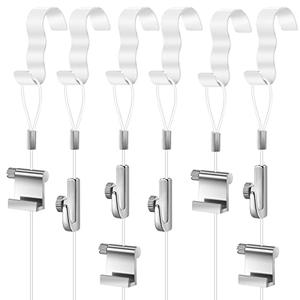 Dunzy 15 Pcs Picture Rail Hanging System Kit Picture Rail Hooks Molding Hangers with Invisible Nylon Cord and Adjustable Hooks for Exhibition, Art Gallery Supplies, White - Amazon.com