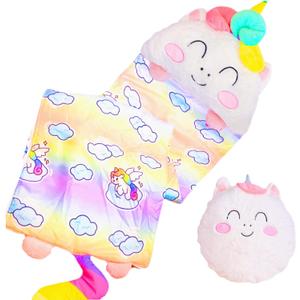 Sleeping Bag for Kids, Preschool Nap Mat, Toddler Sleeping Bag with Pillow for Daycare, Ages 3+, Large Size