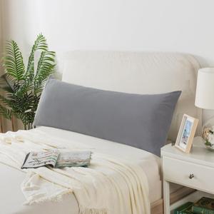 Grey Body Pillow for Adults Shredded Memory Foam Long Pillow for Sleeping Firm Hug Pillows Removable Cover for Side and Back Sleepers Full Pillow with Gray Pillowcase