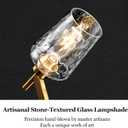 6-Light Gold Chandelier, Light Fixture with Hammered Glass Shade | Adjustable Height, for Dining Living Room Entryway Foyer Bedroom Kitchen