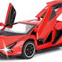 SASBSC Toy Cars for Kids Ages 3-12 Diecast Metal Model Car with Light and Sound Pull Back Toy Car for Boys Age 3 + Year Old (Red)