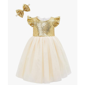 Cilucu Girl Sequin Ruffle Dress Tutu Flower Girls Dress Princess Sparkle Small Size