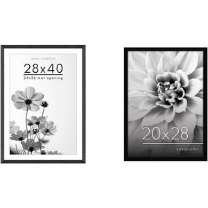 Americanflat 28x40 Poster Frame in Black - Use as 24x36 Poster Frame with Mat or 28x40 Frame Without & 20x28 Picture Frame in Black - Photo Frame with Engineered Wood Frame