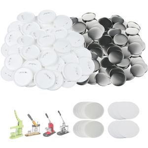 100 Sets 75mm/3 inch Button Supplies Button Parts for Buttons Maker Machine 75mm, Round Badge Blank Buttons Pins, Includes Plastic Pin Back Cover, Metal Cover, Clear Film&Blank Paper