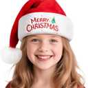 RJVW Christmas Santa Hat for Kids & Baby,Thicken Unisex Velvet Classic Santa Claus Hat for New Year Party