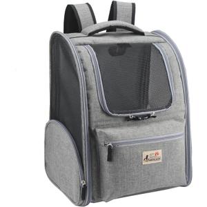 Cat Backpack Carrier,Dog Backpack Carrier for Small Dog Cat, with Breathable Mesh, Airline Approved,for Hiking, Camping, Biking Travel, Pet Up to 18lbs,Grey (Medium)