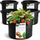 5 Pack 5 Gallon Grow Bags, Thickened Aeration Nonwoven Fabric Plant Pots with Handles, Heavy Duty 300G Garden Planting Bag for Tomato, Potato, Strawberry, Vegetable, Fruits and Flowers