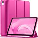Akkerds Compatible with iPad (A16) 11th Generation Case 11 Inch 2025, for iPad 10th Generation Case 10.9 Inch 2022 with Pencil Holder, Slim Trifold Stand Protective Cover with Soft TPU Back, Rose