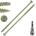 (2 lbs 18PCS)#14 x 12 Yellow Hex Exterior Lag Screws,6.3x300mm, Structural Wood Screw, Heavy Duty Construction Screw, Rust Resistant, Washer Head, Yellow Coated Exterior Wood Screws