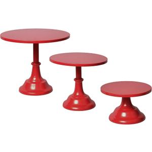 3 Pcs Metal Cake Stand Set 8/10/12 inch Dessert Table Display Perfect for Baby Shower Wedding Birthday (Red)