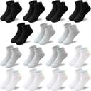 15 Pairs Kids Low Cut Socks Half Cushion Sport Ankle Athletic Socks for Boy Girl (8-10 Years, Black,white,grey)