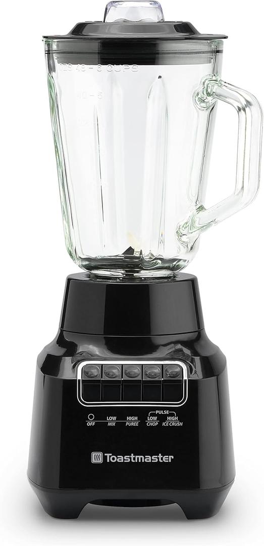 Toastmaster 400 Watt Blender with 48 oz Glass Jar, Black, TM-400BL