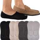 Cooplus 8 Pairs No Show Socks Men Non Slip Low Cut Cotton Invisible Socks for Loafer Flats (2 Pairs Black+2 Pairs Khaki+2 Pairs Dark Grey+2 Pairs Light Grey)