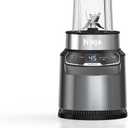 Ninja BN400 Nutri Pro Compact Personal Blender, Auto-iQ Technology, 1000-Watts, for Frozen Drinks, Smoothies, Sauces & More, with 18-oz. & 24-oz. To-Go Cups & Spout Lids, Stone Silver