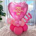 24Pcs Happy Mother's Day Balloons - 12Pcs 18'' and 12 Pcs 10'' Aluminum Foil Heart Balloons for Mother's Day Grandmother Birthday Party Decorations