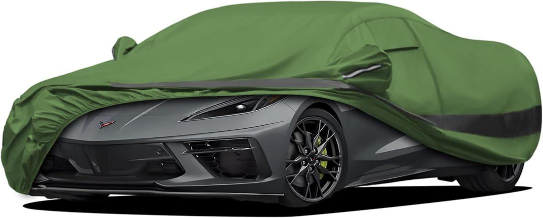 Heavy Duty Outdoor Car Cover Intended for Chevrolet Corvette,Waterproof All Weather for Automobiles, Outdoor Full Cover Rain Sun UV Protection with Zipper Cotton