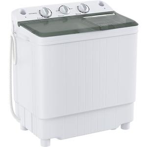 Sustainova Portable Washing Machine Twin Tub 9.9 Lbs Capacity, (7.7 Lbs) and Spinner(2.2 Lbs) Combo Mini Compact Laundry Washer for Home, Apartment, Camping, RVs and Dorms, Black/White